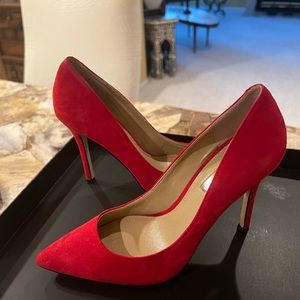 BCBG red suede classic stiletto pumps